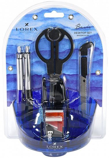Настольный набор LOREX BASIS, 10 предметов, прозрачно-синий