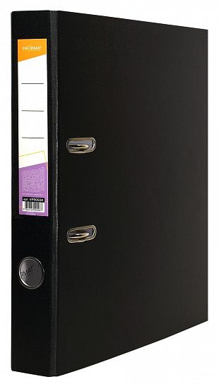 Папка-регистратор INFORMAT 55 мм одностороннее покрытие PVC, черная