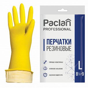 Перчатки хозяйственные латексные с х/б напылением PACLAN PROFESSIONAL размер L