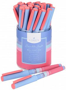 Ручка масляная LOREX GRADIENT TOUCH, серия Double Soft, круглый прорезиненный корпус, резиновый грип, синяя