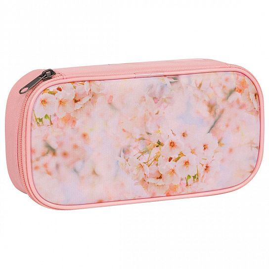 Пенал односекционный Tiger MAX JUMBO BLOSSOMS 110x225x65 мм розовый, картон, полиэстер, с 1 откидной планкой
