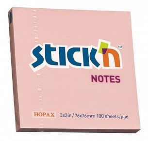Блок самоклеящийся Stick`n 76x76 мм, 100 листов, розовый пастель