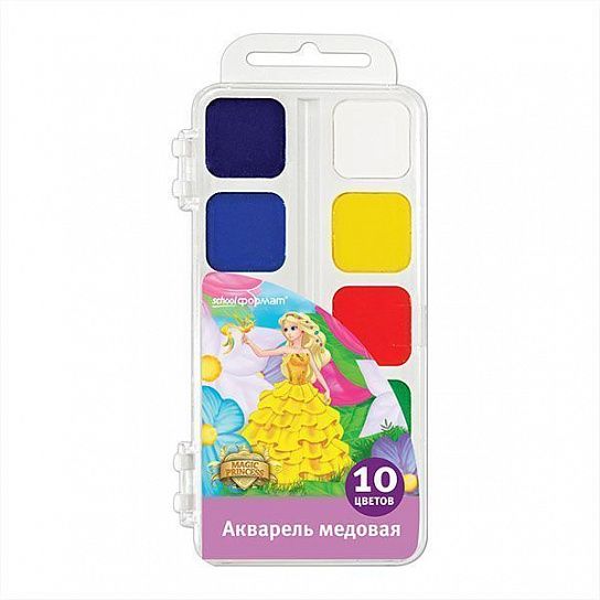 Акварель ПРИНЦЕССЫ-ВОЛШЕБНИЦЫ 10 цветов, пластиковая упаковка