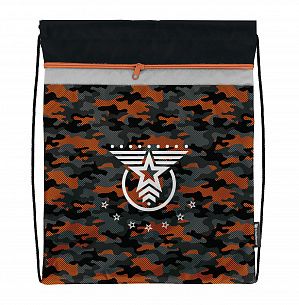 Мешок для обуви Schoolformat MILITARY STYLE 42х34 см, черный, 1 отделение, с большим карманом на молнии, для мальчиков