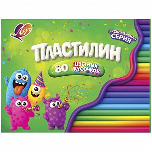 Пластилин 80 цветных кусочков, 690 г, стек, буклет