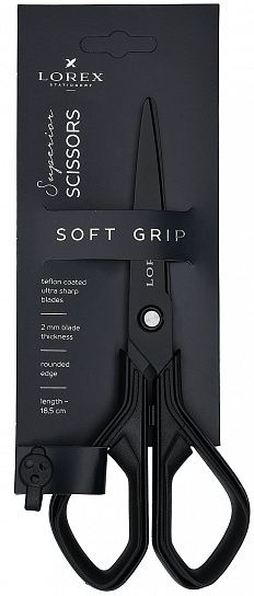Ножницы LOREX SOFT-GRIP SUPERIOR 185 мм, с эргономичными прорезиненными ручками, черные