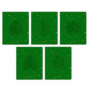 Тетрадь 48 л. А5 клетка, на скрепке, офсет Listoff TOTAL GREEN. FLORA дизайнерский картон, конгрев