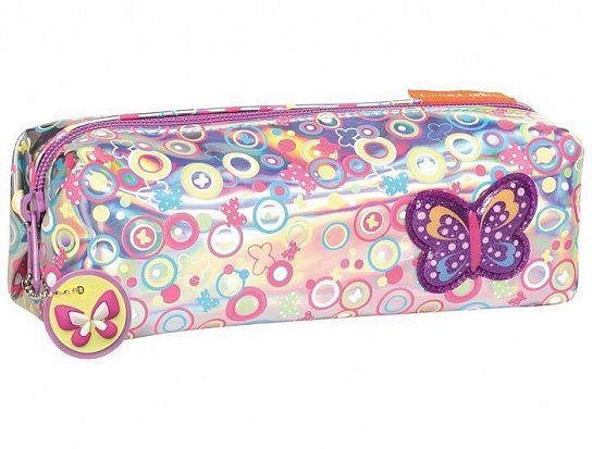 Пенал-косметичка 1 отделение Tiger FUN TIME СВЕРКАЮЩИЕ БАБОЧКИ 200х70х70 мм ассорти, ПВХ