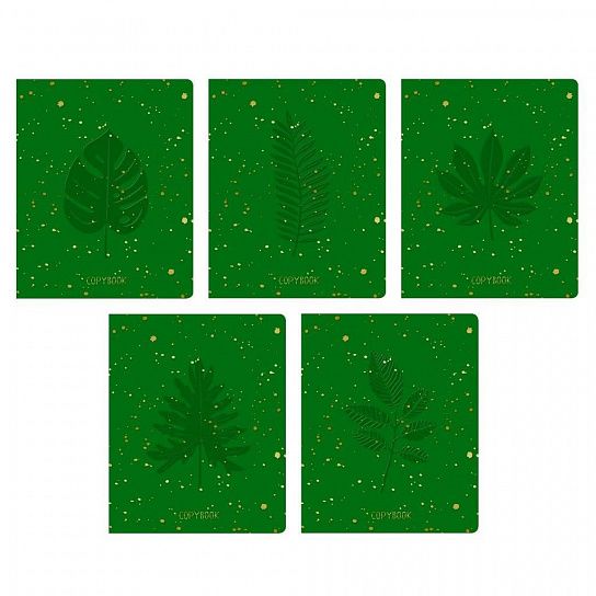 Тетрадь 48 л. А5 клетка, на скрепке, офсет Listoff TOTAL GREEN. FLORA дизайнерский картон, конгрев