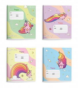 Тетрадь 12 л. клетка Schoolformat СКАЗОЧНЫЙ ЕДИНОРОЖЕК мелованный картон, выборочный УФ-лак