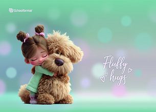 Клеенка д/уроков труда Schoolformat ДЕВОЧКА И ПИТОМЦЫ 50х70 см ПВХ бирюз. д/девочек