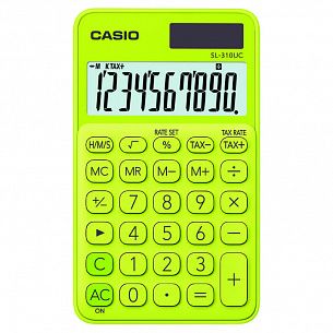 Калькулятор, CASIO SL-310UC-YG, 8 разрядный, карманный, салатовый