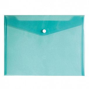 Пластиковый конверт INFORMAT А5+, на кнопке, прозрачный 180 мкм, зеленый