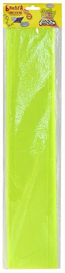 Бумага цветная крепированная Каляка-Маляка, флуоресцентная, 50х250 см, 32 г/м2, желтая, в пакете с европодвесом