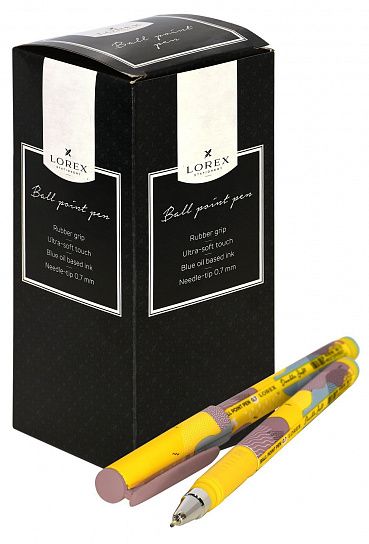Ручка масляная LOREX COLOR EXPLOSION.SPLASHES Double Soft синяя 0,7 мм круглый корпус ultra-soft touch, игольчатый наконечник