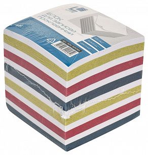 Блок для записей LITE 9х9х9 см Куб проклееннный ассорти 4 цвета 65 г/м2