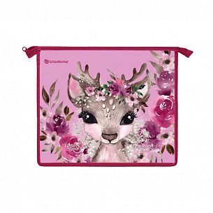 Папка для тетрадей 1 отделение А5 Schoolformat CUTE DEER розовая, молния сверху, пластик, для девочек