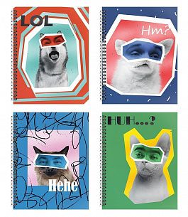 Тетрадь 48 л. А5+ клетка, на гребне, офсет Schoolformat АБСТРАКЦИЯ ЖИВОТНЫХ мелованный картон, выборочный УФ-лак