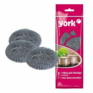 Губки для посуды York металлические 80х80х25 мм 3 шт