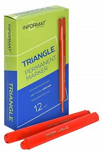 Маркер перманентный INFORMAT TRIANGLE 4 мм, красный, треугольный корпус