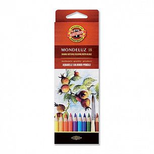 Карандаши цветные акварельные KOH-I-NOOR MONDELUZ деревянные, 18 цветов, шестигранные, картонная упаковка