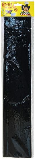 Бумага цветная крепированная Каляка-Маляка, 50х250 см, 32 г/м2, черная, в пакете с европодвесом